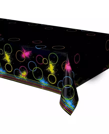 Nappe en plastique Glow Party noire 137 x 259 cm