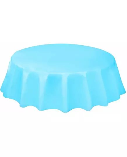 Nappe ronde en plastique bleu pastel 214 cm