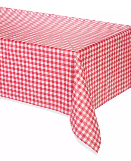 Nappe en plastique vichy rouge 137 x 274 cm