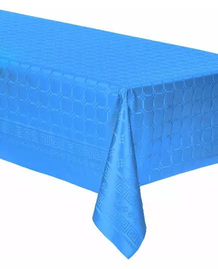 Blauwe damastpapieren rol tafelkleed 6 m