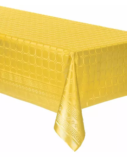 Geel damastpapier op rol tafelkleed 6 m