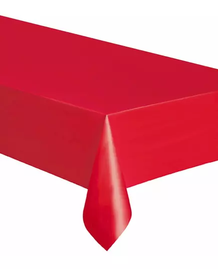 Nappe rectangulaire rouge en plastique 137 x 274 cm