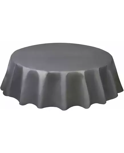 Rond zilveren plastic tafelkleed 213 cm