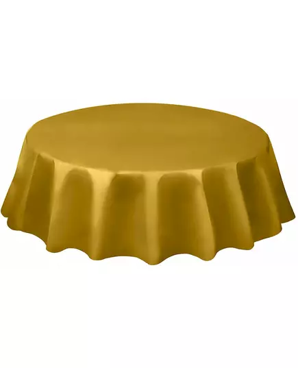 Nappe ronde en plastique doré 213 cm