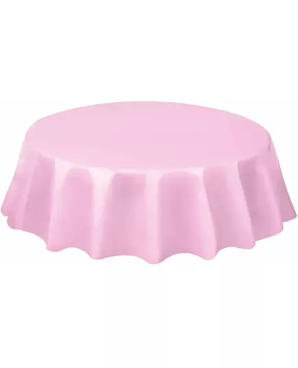 Rond plastic tafelkleed lichtroze 213 cm