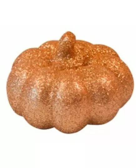 Kleine oranje pompoen met glitter 6,5 cm