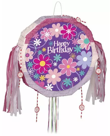 Piñata Happy Birthday fleurs 45 cm