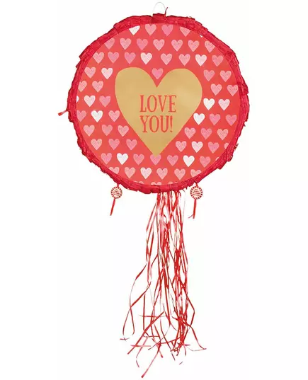 Piñata cœur Love you rouge et or 40 cm