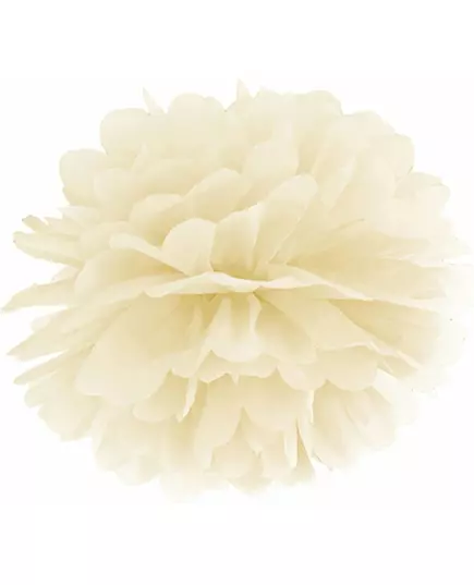 25 cm crèmekleurige papieren hangende pompon