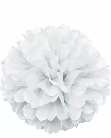 Pompon en papier blanc 40 cm