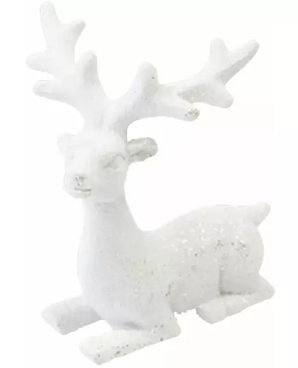Renne en résine blanc paillette 6,6 cm