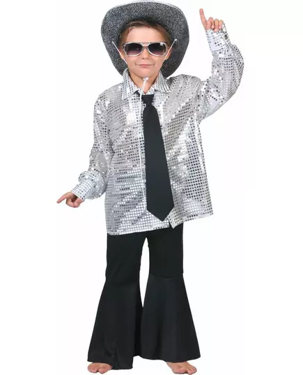 Chemise disco argentée garçon, Taille: 10–12 ans (140 cm)