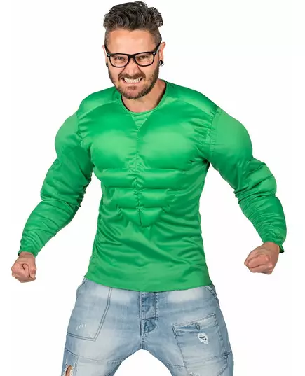 Chemise muscles verts adulte, Taille: Medium
