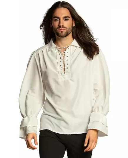 Witte piratenblouse voor heren, Maat: Small/Medium