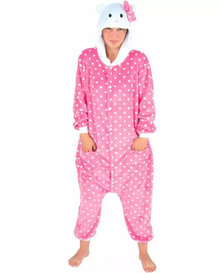 Roze katten jumpsuit voor volwassenen