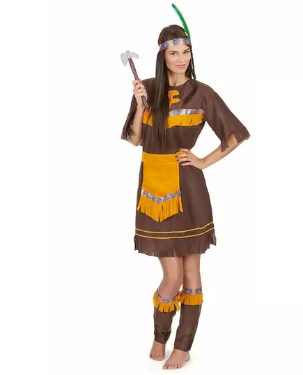 Bruine indianen kostuum voor vrouwen, Maat: Medium/Large