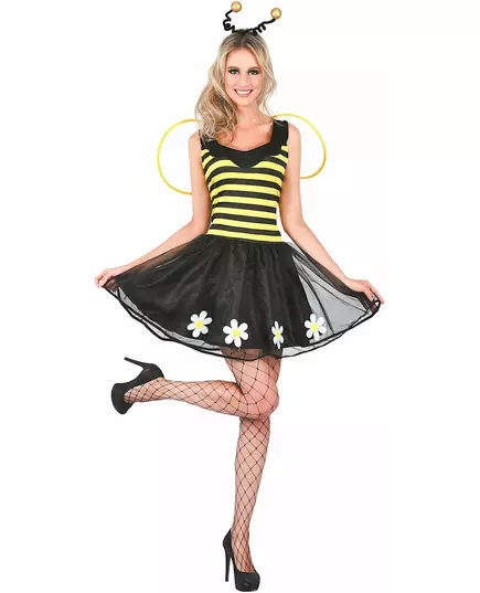Déguisement abeille jaune et noir femme, Taille: Small