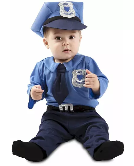 Blauw baby politie agent kostuum