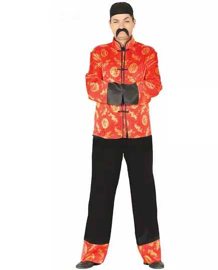 Déguisement chinois rouge et doré homme, Taille: Medium (48–50)