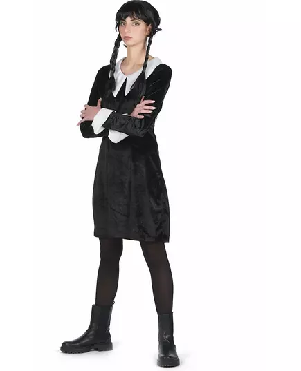 Déguisement écolière gothique velours noire femme, Taille: Large