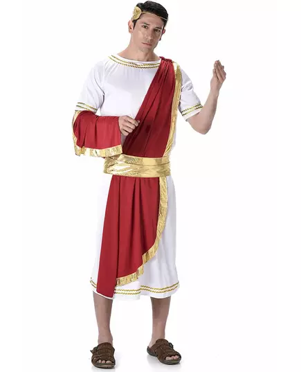 Driekleurige Romeinse keizer outfit voor mannen, Maat: Medium