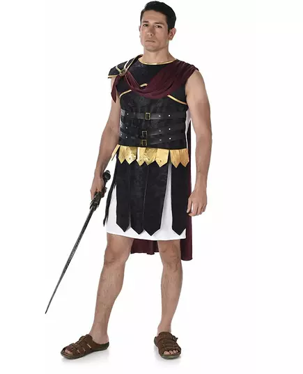 Déguisement gladiateur Romain noir et doré homme, Taille: Medium