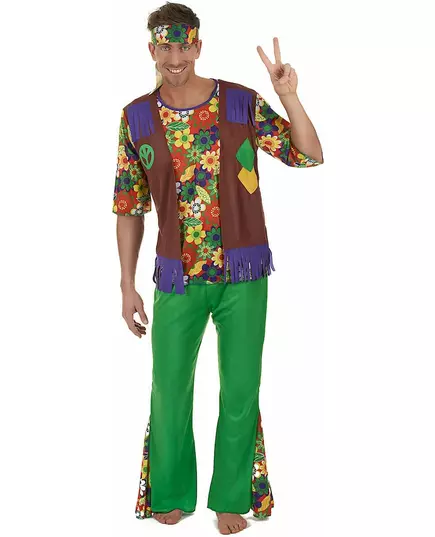 Déguisement Hippie flower power homme, Taille: Large