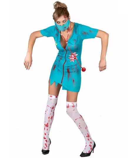 Blauw zombie verpleegster kostuum, Maat: Small