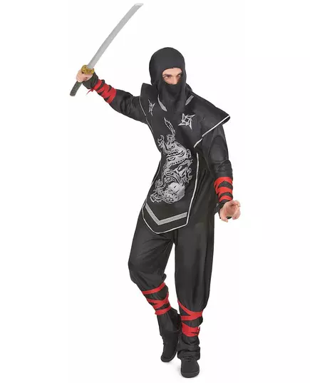 Déguisement ninja dragon argentés homme