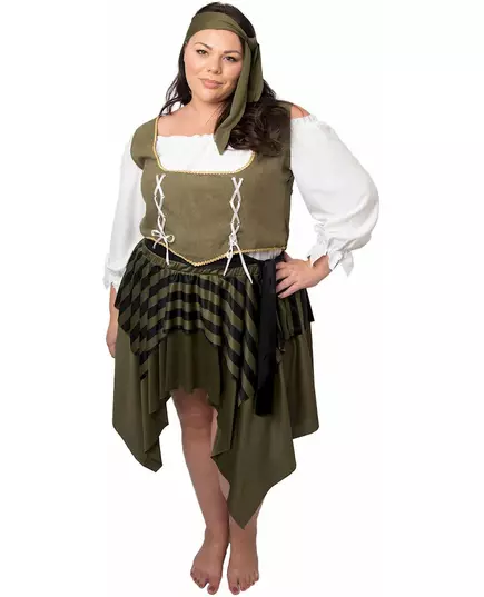 Déguisement pirate flibustière vert grande taille femme