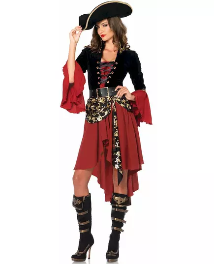 Déguisement pirate motifs dorés femme, Taille: Small (36–38)