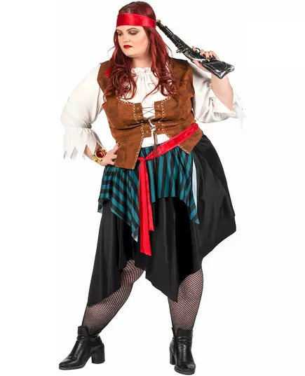 Déguisement pirate rayé bleu et noir grande taille femme
