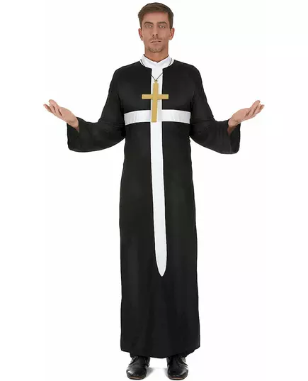 Déguisement prêtre croix blanche homme, Taille: Medium/Large