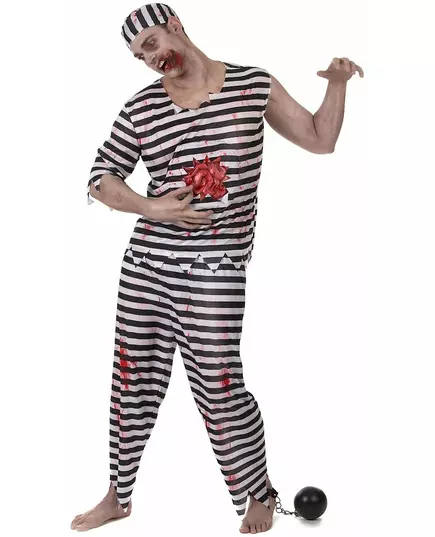 Déguisement prisonnier zombie effrayant homme, Taille: Large