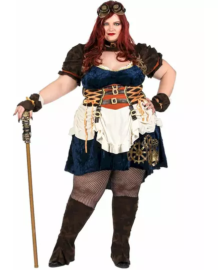 Plus size steampunk kostuum voor dames, Maat: X-Large (44/46)
