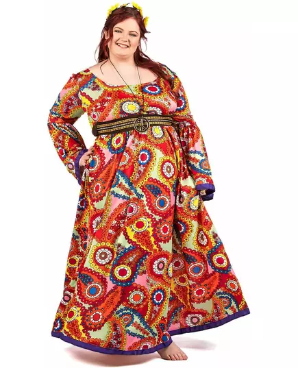 Déguisement robe hippie grande taille femme, Taille: XX-Large