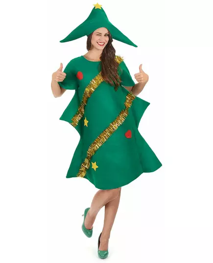 Déguisement sapin décoré humoristique femme Noël