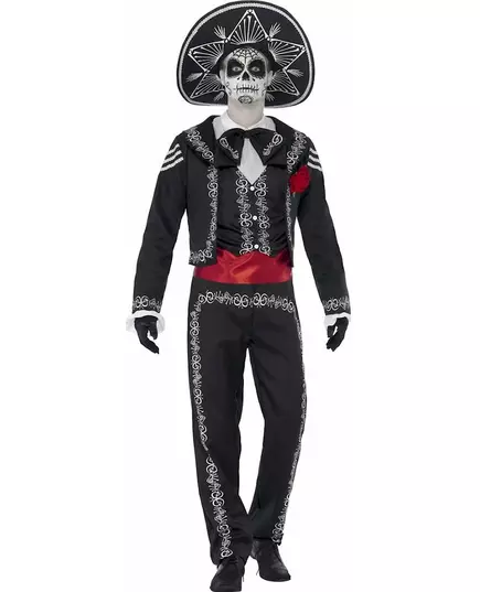 Déguisement squelette mexicain homme Dia de los muertos, Taille: Medium