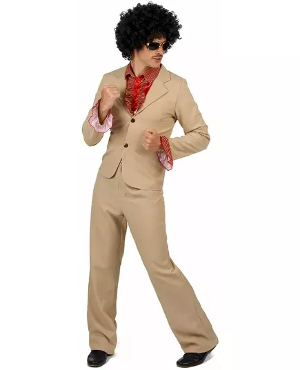 Déguisement Disco beige à froufrous Homme, Taille: Large