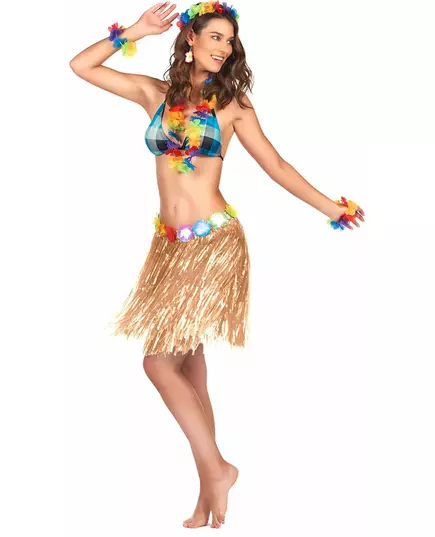 Jupe hawaïenne courte en plastique adulte
