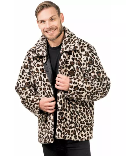 Manteau en fausse fourrure léopard adulte, Taille: Large