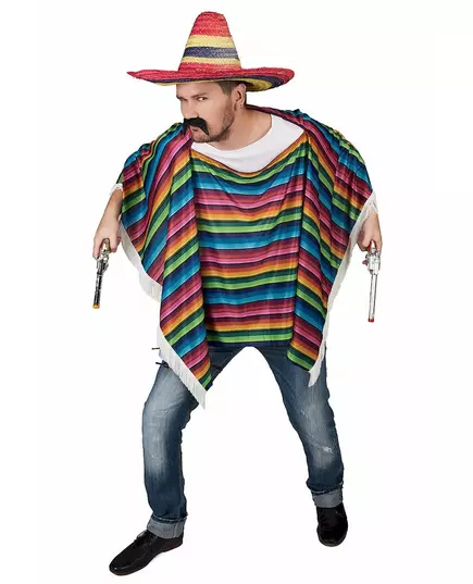 Veelkleurige Mexicaanse poncho met franjes voor volwassenen