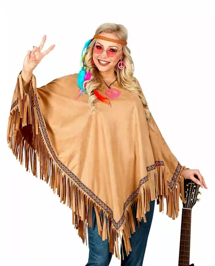 Luxe indianenponcho voor volwassenen