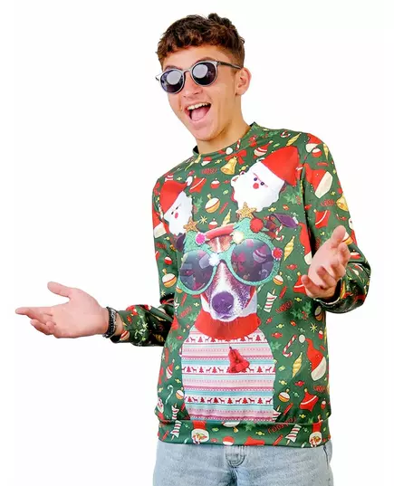 Kersttrui met hondenprint voor volwassenen, Maat: Medium