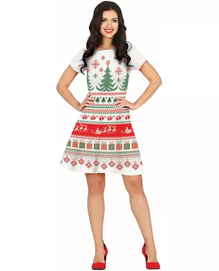 Rood en groen kerstjurkje voor vrouwen, Maat: Medium (38–40)