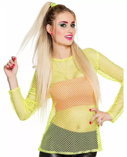 T-shirt fluo jaune années 80 femme