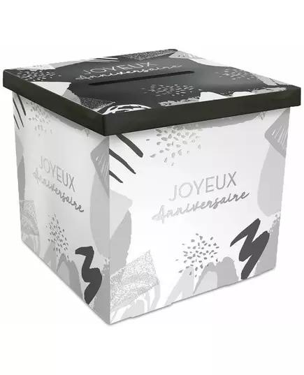 Verjaardag kartonnen urn wit zilver