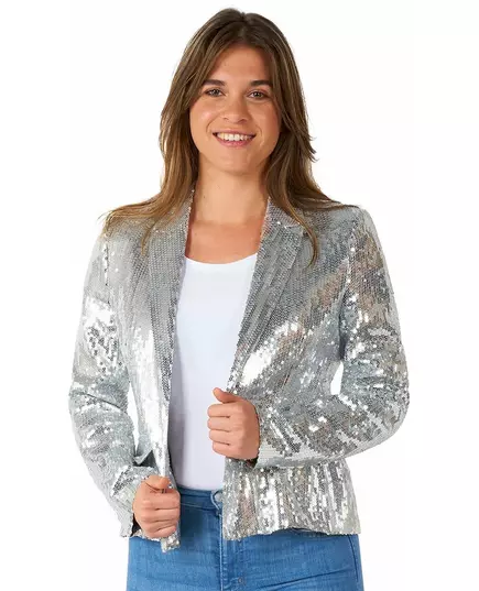 Veste blazer à sequins argentés Suitmeister™ femme, Taille: Small (EU 38–40)