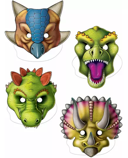 4 Masques de dinosaures en carton
