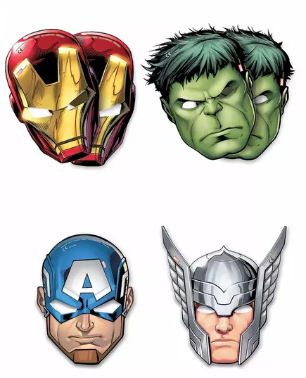 6 kartonnen Mighty Avengers™ maskers